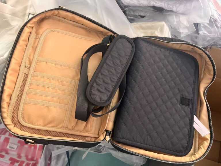 Diamond-quilted nylon Bible organizer case with internal pockets