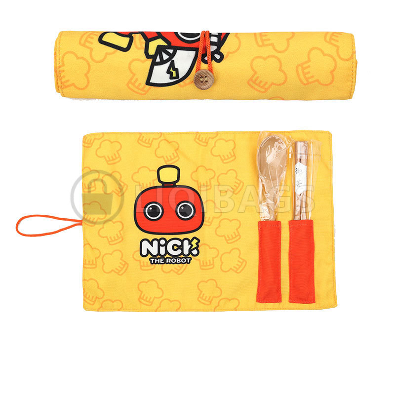 Portable Tableware Storage Pouches Cotton Linen Bags Screen Printing for Chopsticks Spoons Forks Accessories Great for Gifts