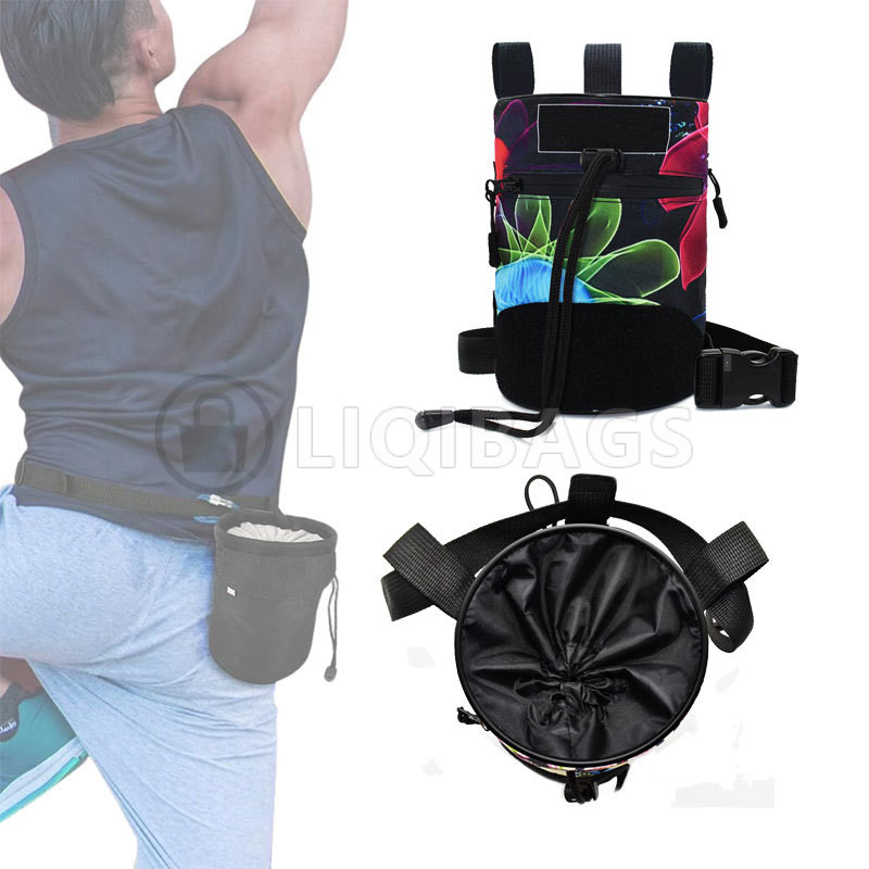 Custom Nylon Climbing Chalk Bag, Sweat Resistant Anti-Slip Waist Pack for Bouldering, Mountaineering & Gymnastics