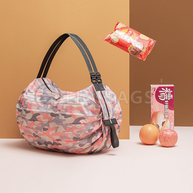 Custom Foldable Waterproof Shopping Tote with Compact Storage Pouch