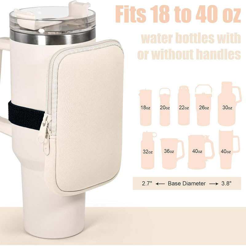 Custom neoprene water bottle phone pouch in daily use