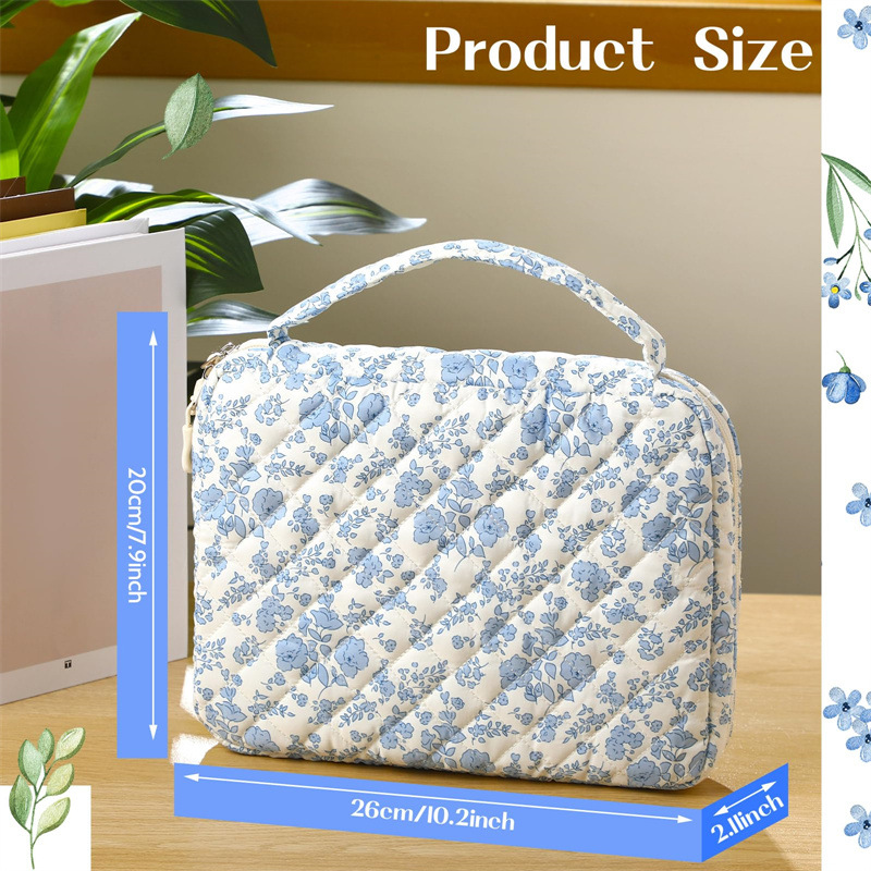 Custom floral quilted Bible cover with handle