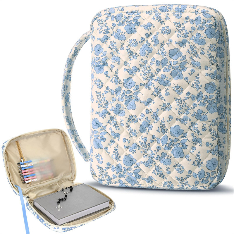 Blue floral Bible carrying case product view