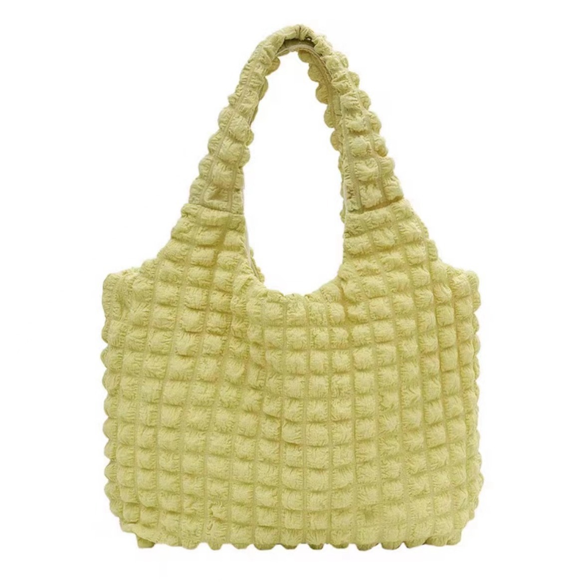 Pink padded puffer handbag product view