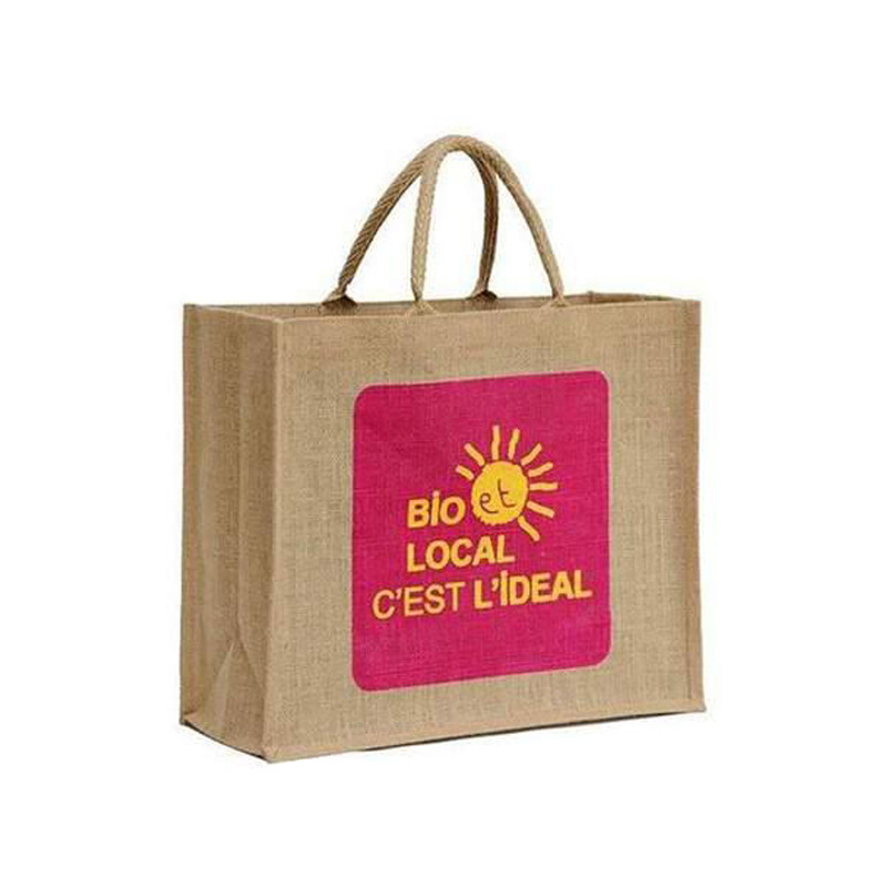 Custom natural jute beach tote bag product view