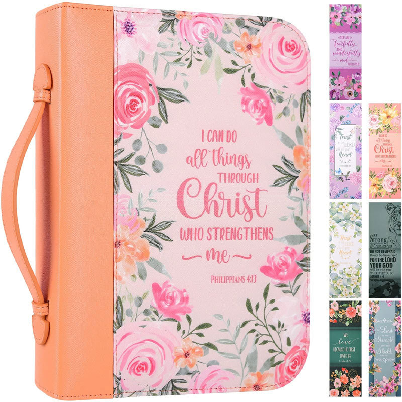 Floral PU Bible carrying case with handle