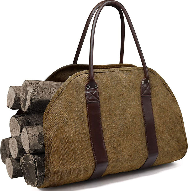 Custom logo carrying tote filled with wood
