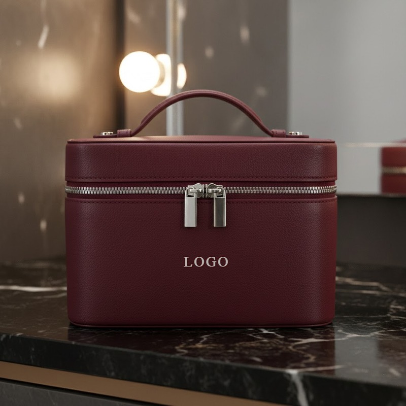 Custom PU Leather Large Capacity Cosmetic Case with Waterproof product view 1