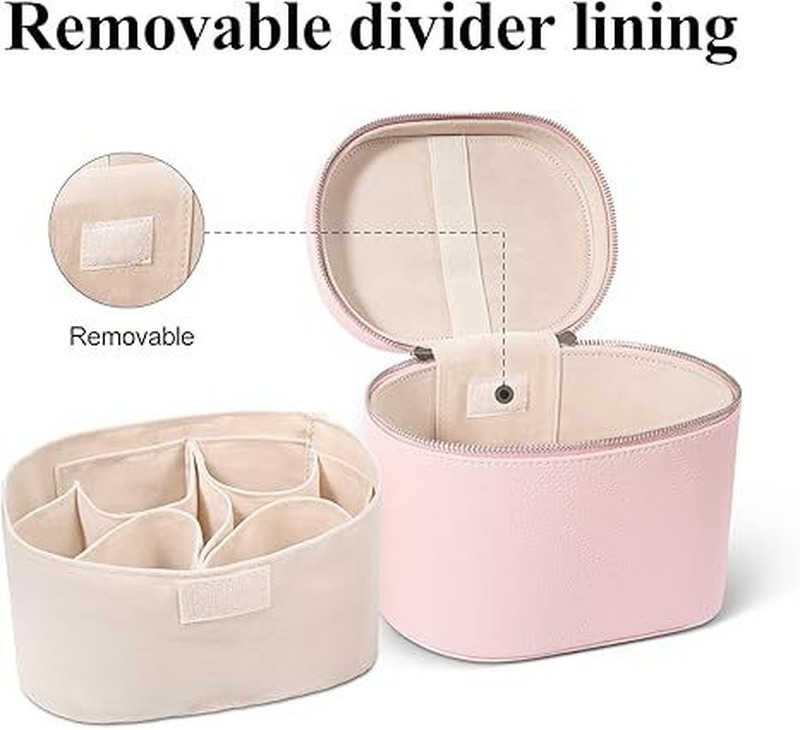 Custom PU Leather Double Zipper Makeup Bag with Quilted product view 2
