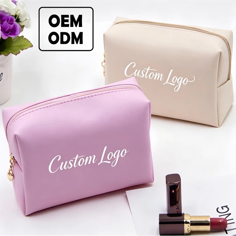Custom PU Leather Waterproof Cosmetic Organizer Bag with Zipper product view 1