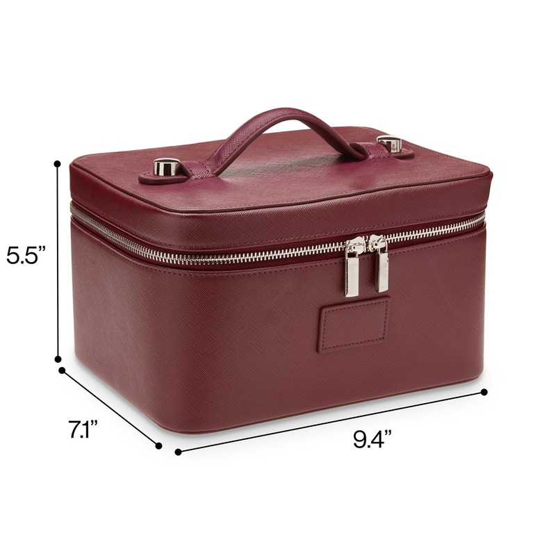 Custom PU Leather Double Zipper Makeup Bag with Large Capacity product view 2