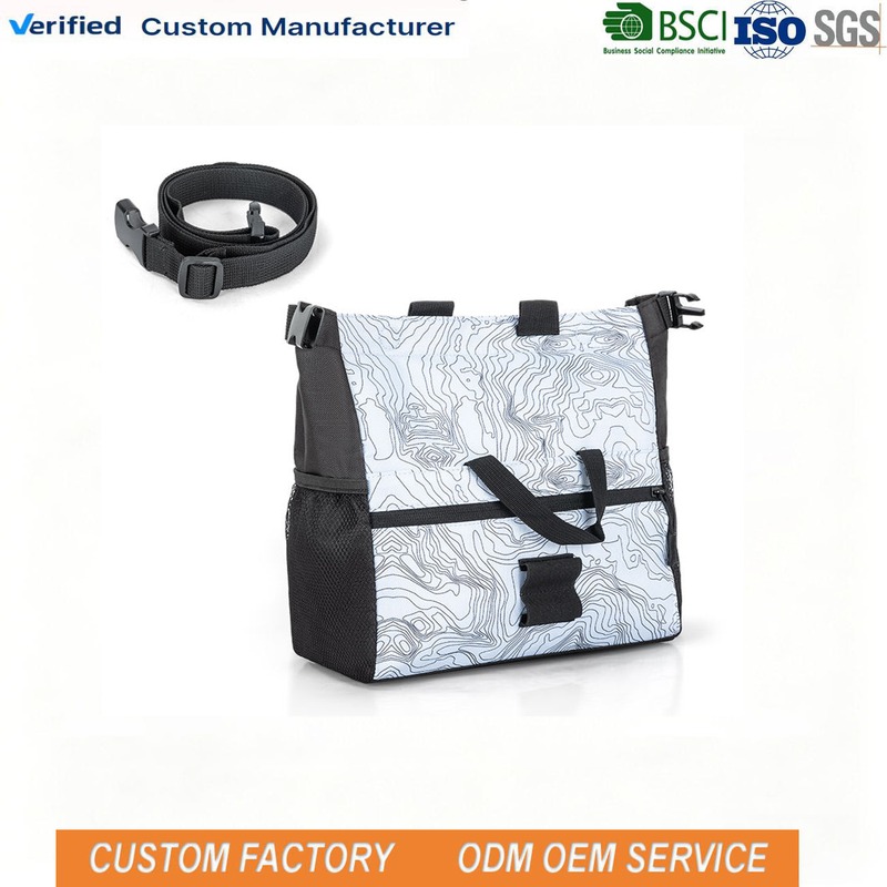 Custom Canvas Topographic Rock Climbing Chalk Bag front view