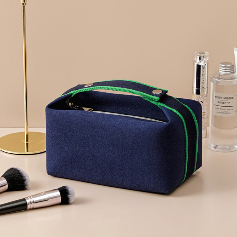Custom Canvas Large Capacity Cosmetic Pouch with Waterproof product view 1