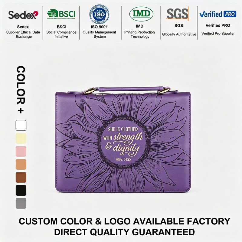 Sunflower Faux Leather Bible Cover front view