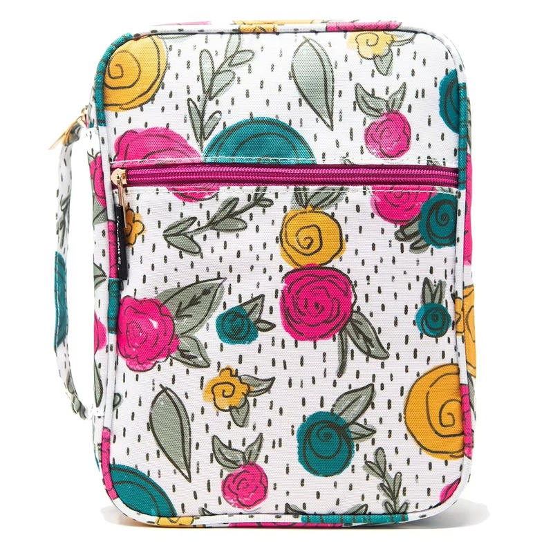 Floral Pattern Canvas Bible Cover front view