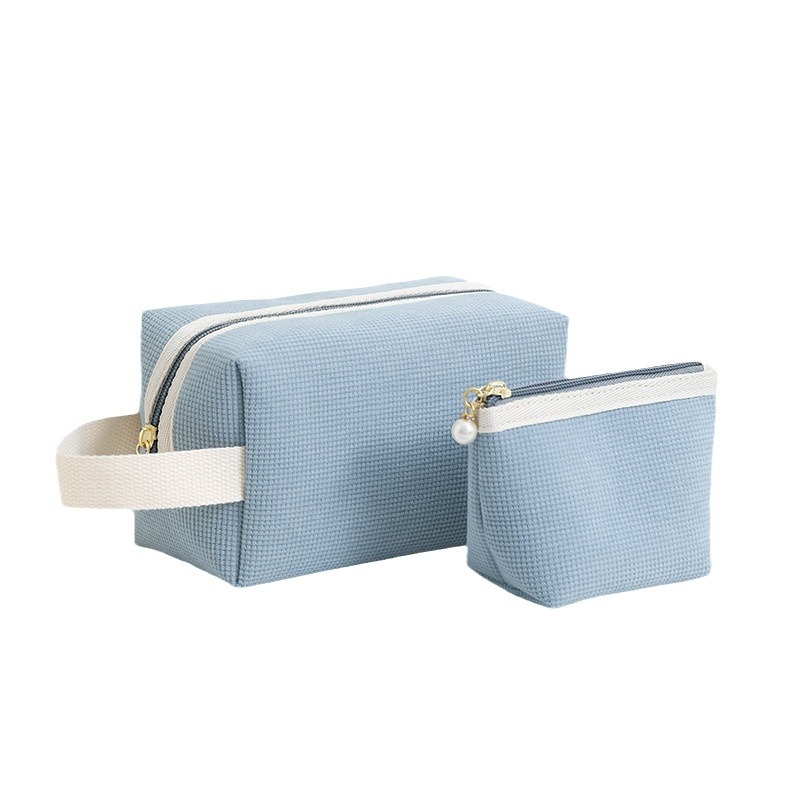 Custom Corduroy Zipper Makeup Bag with Travel product view 1