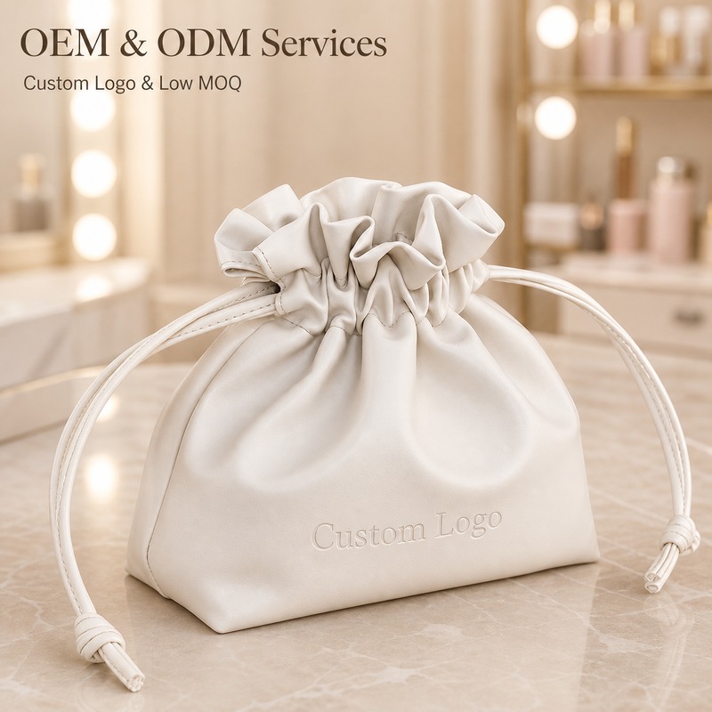Custom PU Leather Drawstring Cosmetic Organizer product view 1