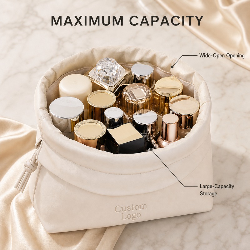 Custom PU Leather Drawstring Cosmetic Organizer product view 2