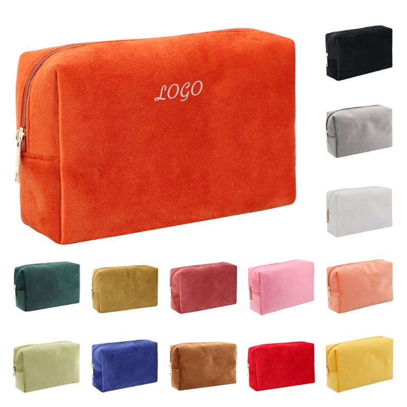 Custom Velvet Zipper Toiletry Bag with Travel product view 1