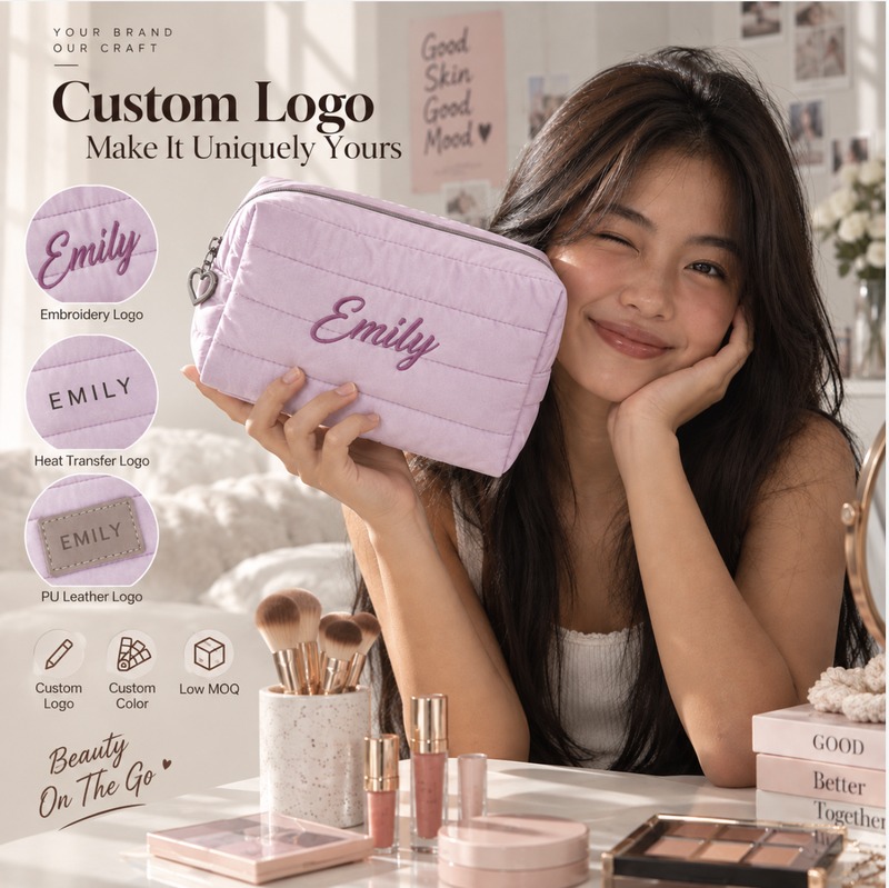 Custom Quilted Makeup Bag with Puffy product view 2