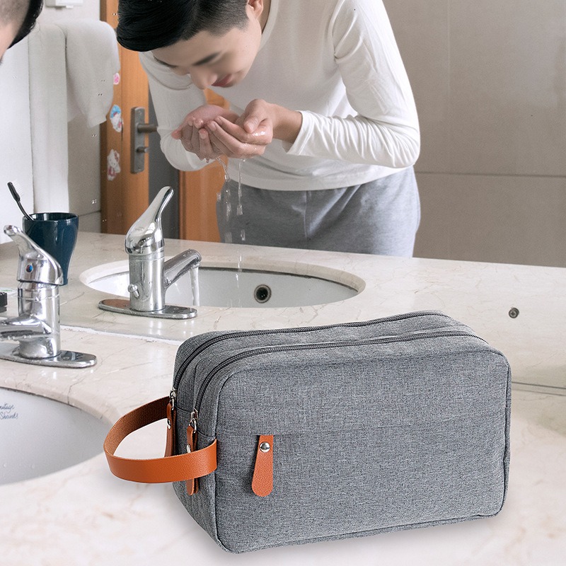 Custom Double Layer Men's Travel Cosmetic Pouch product view 2
