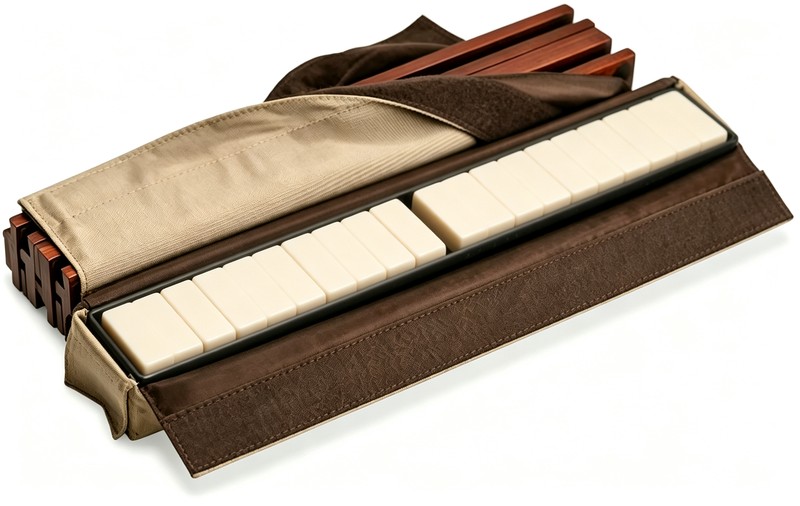 custom mahjong set carrying bag with travel case the silhouette and details shown in the supplied images — product view 02