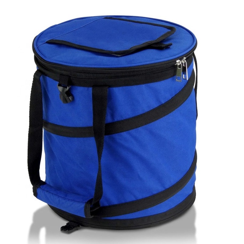 Custom Foldable Round Pop-Up Cooler Bag Blue - product view 1
