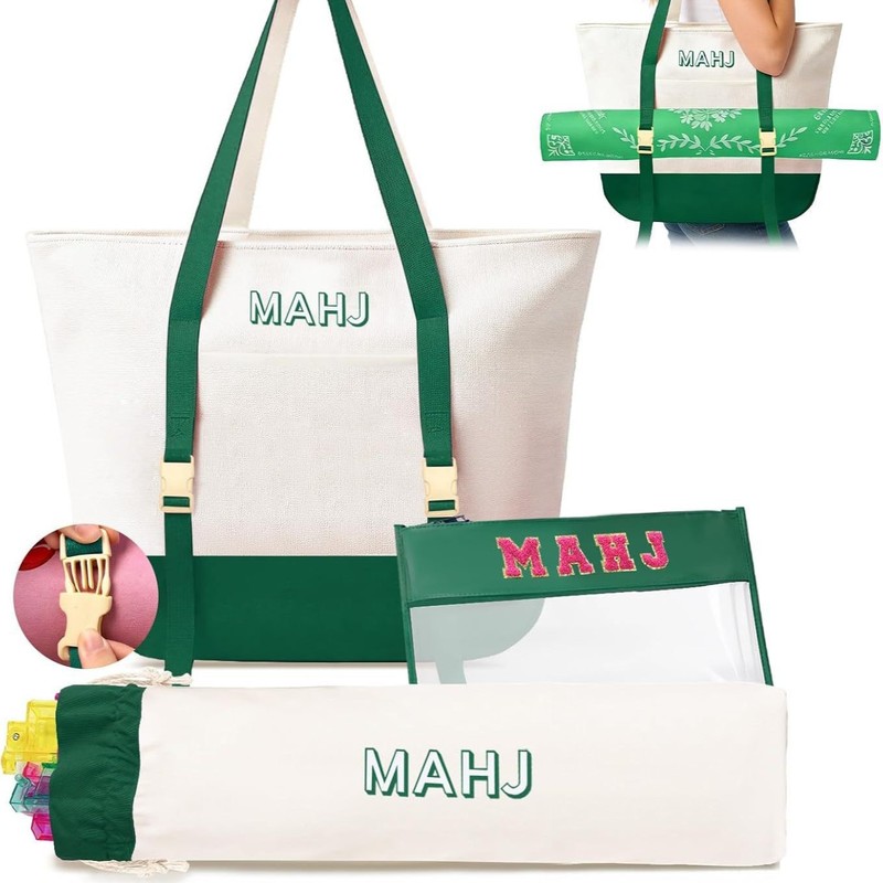 custom canvas mahjong storage bag set canvas construction — product view 01