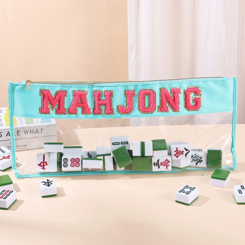 custom embroidered letter mahjong storage bag embroidered lettering/design — product view 01