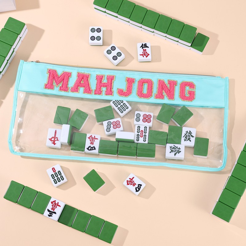 custom embroidered letter mahjong storage bag embroidered lettering/design — product view 02