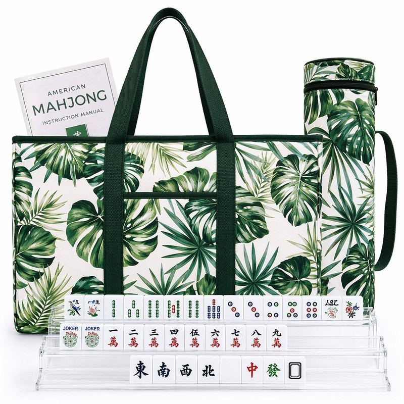 custom floral mahjong carrying case for tiles and racks floral print — product view 02