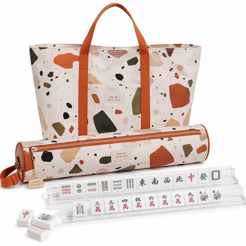 custom floral mahjong carrying case for tiles and racks floral print — product view 06