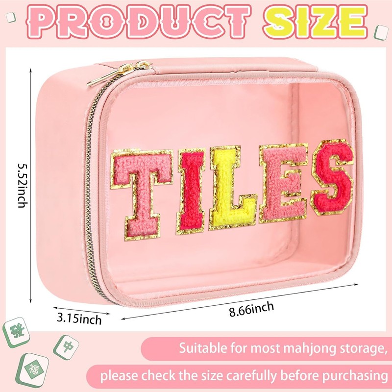 custom multicolor letter embroidered mahjong pouch embroidered lettering/design — product view 01