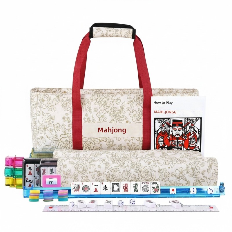 custom cartoon mahjong bag set with handheld tote cartoon print — product view 01
