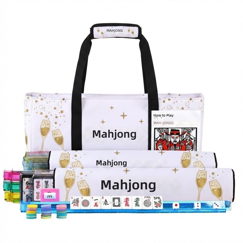 custom cartoon mahjong bag set with handheld tote cartoon print — product view 02