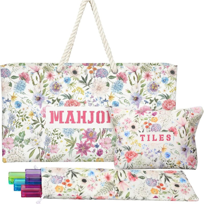 custom letter print mahjong bag in chinese style letter-print design — product view 01