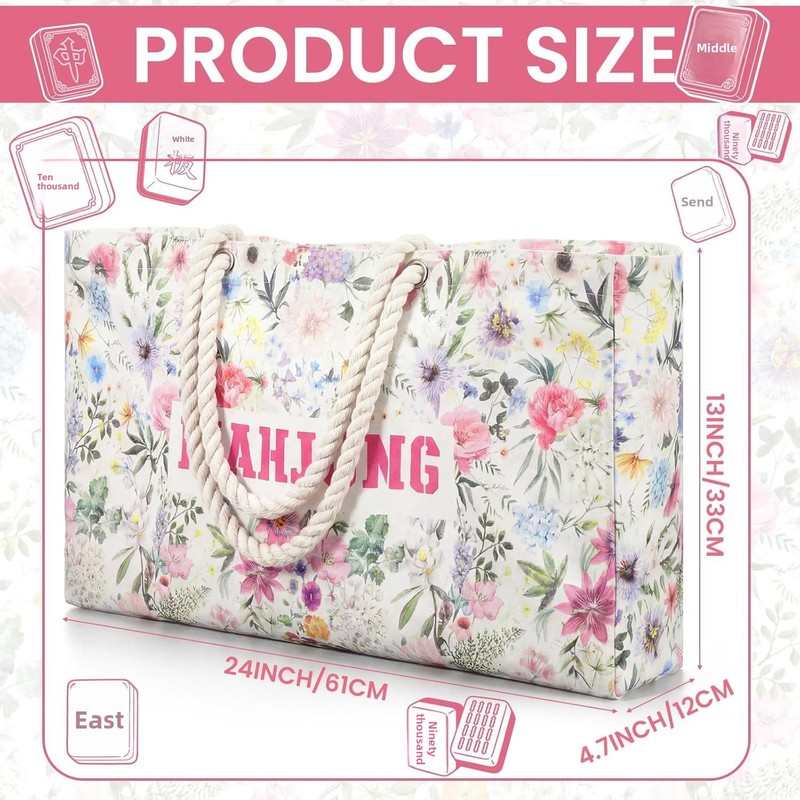custom letter print mahjong bag in chinese style letter-print design — product view 02