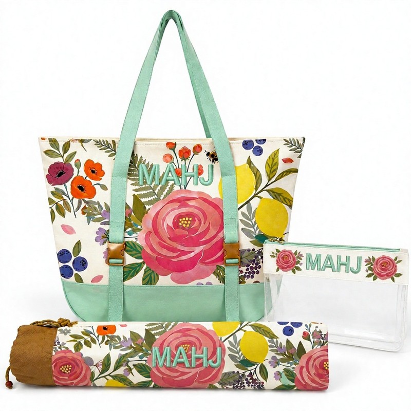 custom bohemian mahjong storage bag set the silhouette and details shown in the supplied images — product view 02