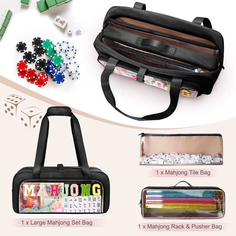 custom mahjong mat and tile bag set the silhouette and details shown in the supplied images — product view 02