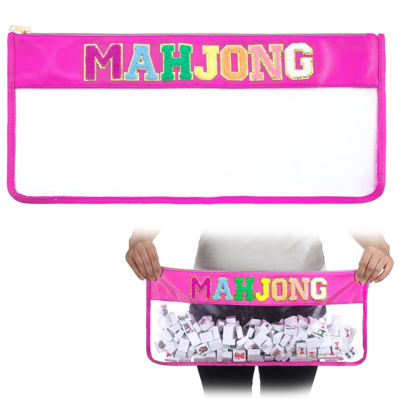 custom zippered mahjong tile carrying case with letter label zippered closure — product view 01
