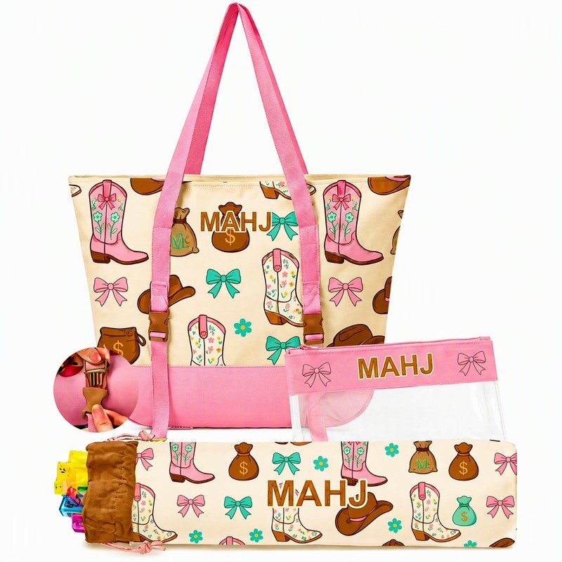 custom mahjong rack carrying bag for dust-free storage the silhouette and details shown in the supplied images — product view 02