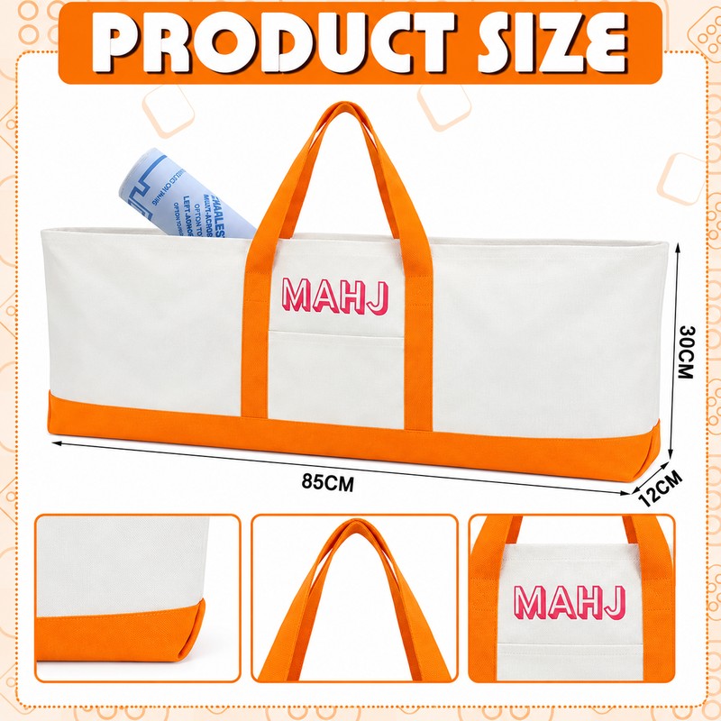 custom canvas mahjong tote bag set for tiles and racks canvas construction — product view 01