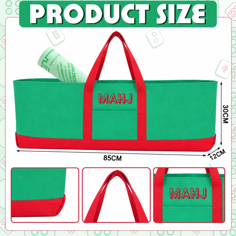 custom canvas mahjong tote bag set for tiles and racks canvas construction — product view 02