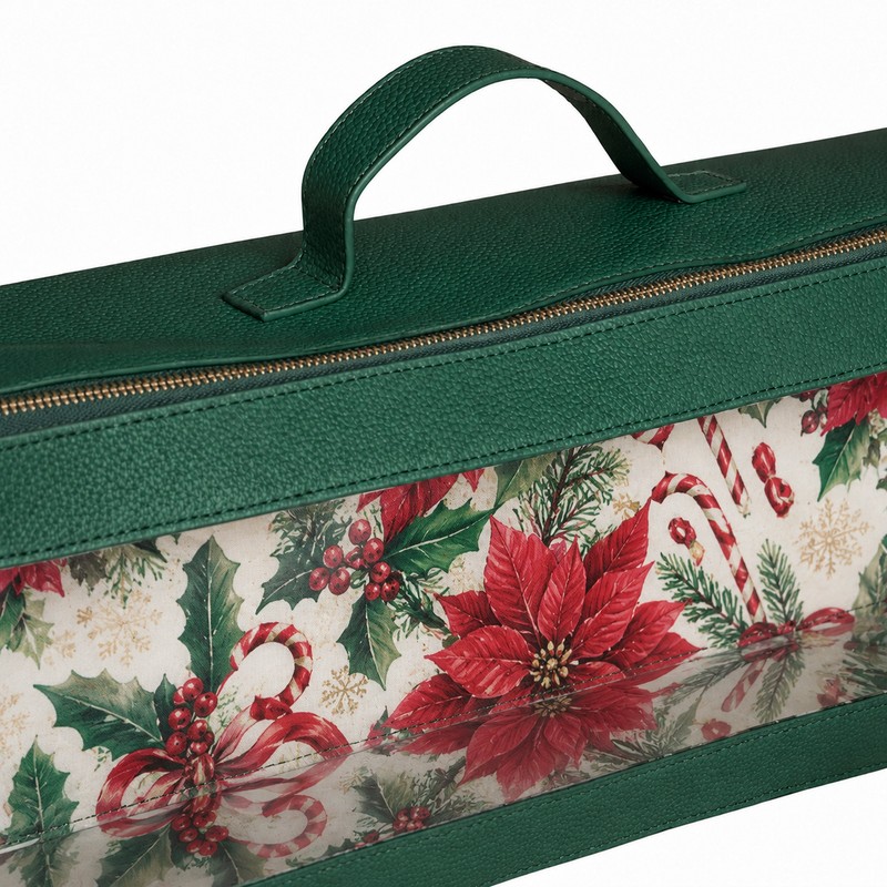 custom pu leather mahjong crossbody bag with clear window clear or transparent panel detail — product view 02