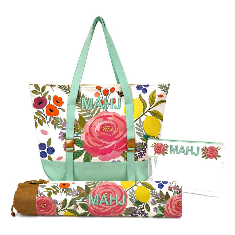 custom 3-piece polyester mahjong bag set with rack roll the silhouette and details shown in the supplied images — product view 01