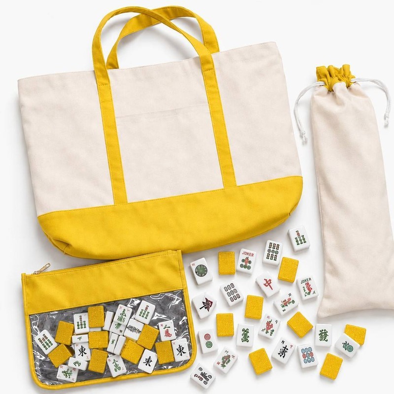 custom recycled canvas mahjong tote bag set canvas construction — product view 01