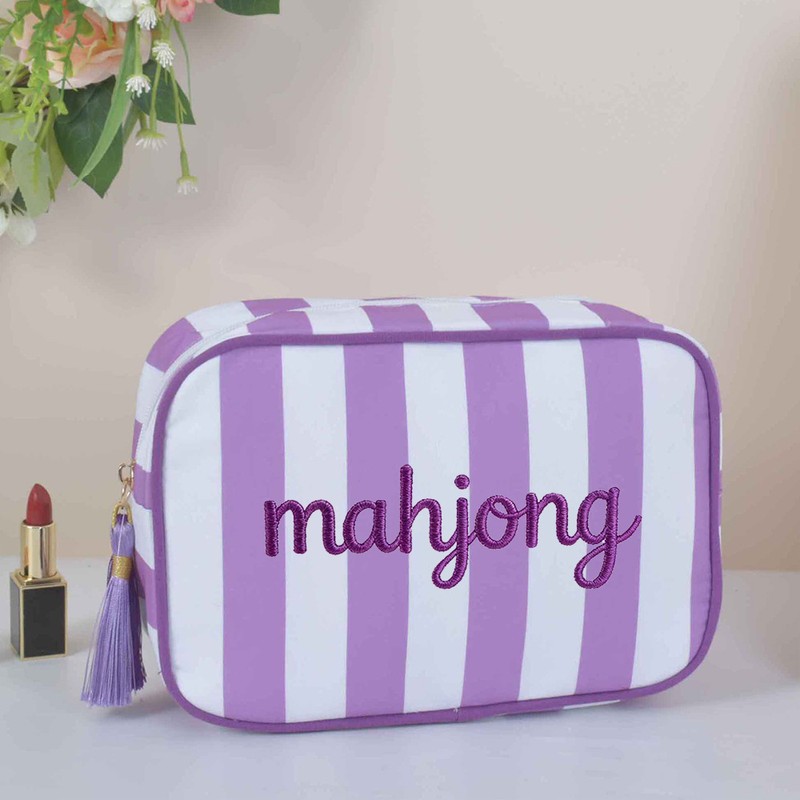 custom striped letter print mahjong storage bag striped design — product view 02
