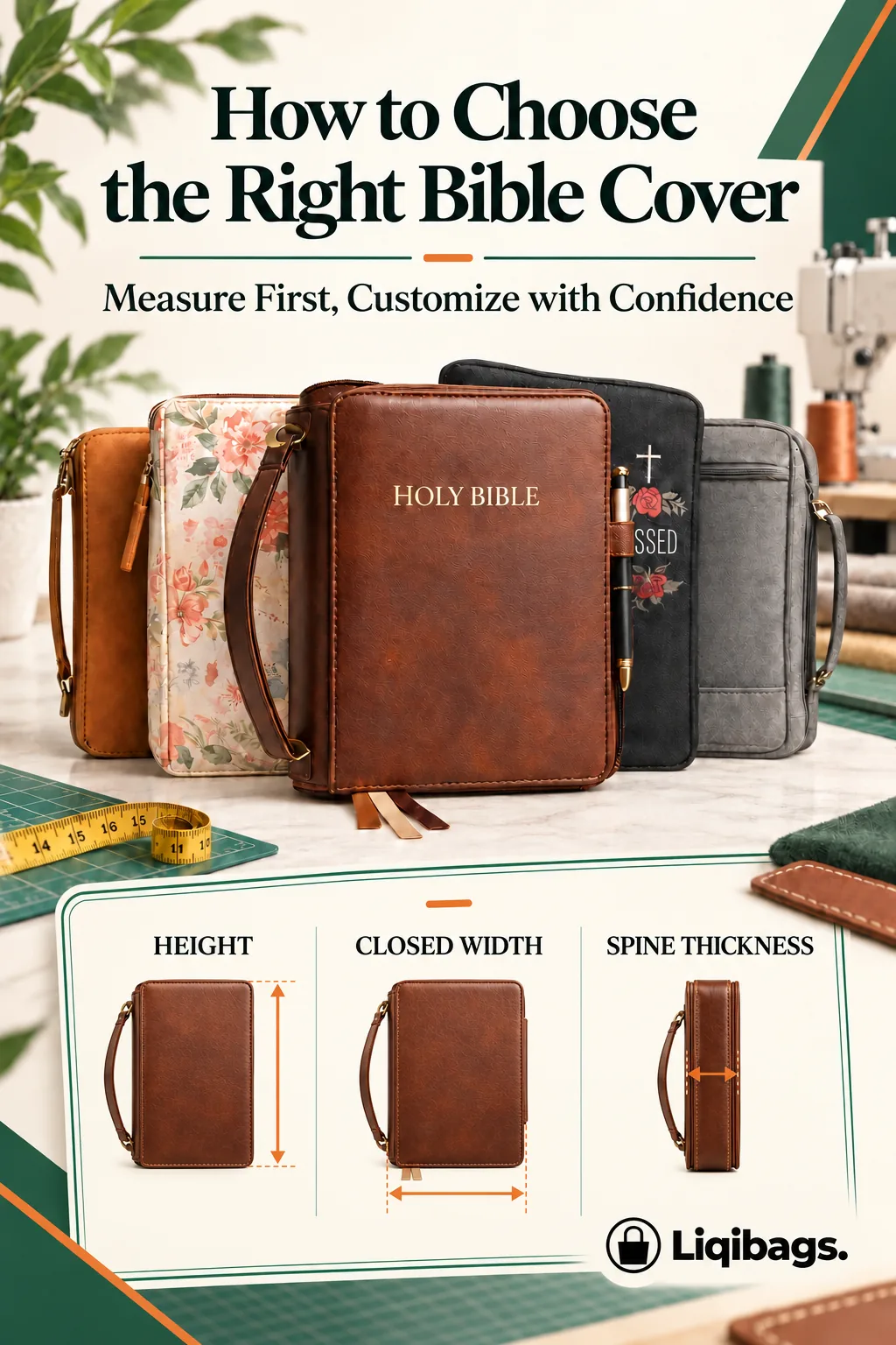 Liqi Bag Bible cover measurement poster