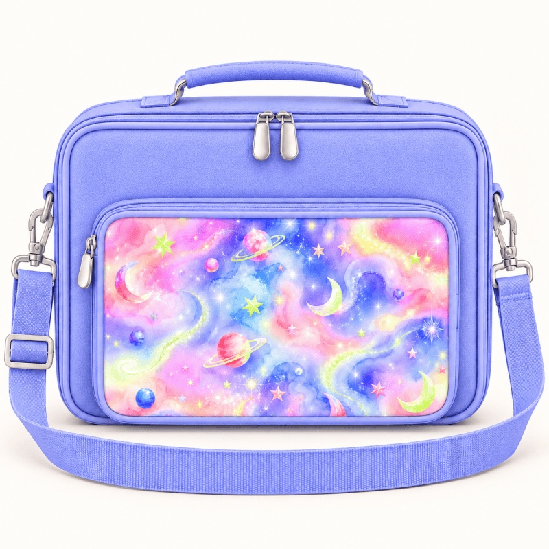 Custom Galaxy Kids Bible Case Crossbody School Bag - front view